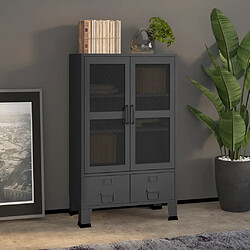 vidaXL Coffre de rangement industriel Anthracite 70x40x115 cm Métal