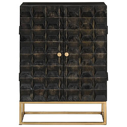 Maison Chic Buffet,Meuble de Rangement,commode pour salon,Cuisine Noir 55x34x75 cm Bois massif de manguier et fer -MN87023