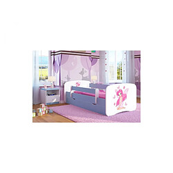 Lit Babydreams fée bleu avec des papillons sans tiroir sans matelas 160/80 