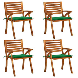 Maison Chic Lot de 4 Chaises de jardin,Fauteuil d'extérieur avec coussins Bois de teck solide -MN14387