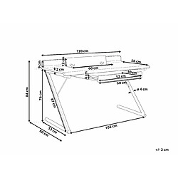 Beliani Bureau blanc / effet bois clair 120 x 60 cm FOCUS