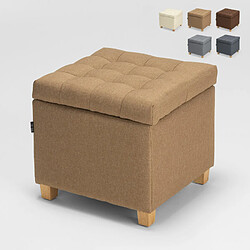 Ahd Amazing Home Design Pouf de rangement avec coussins recouvert de tissu Coffree matelassé, Couleur: Beige