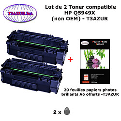 2 Toners génériques HP 49X, Q5949X pour imprimante HP LaserJet 1160 1320 1320N 3390 3392+ 20f papiers photos A6 -T3AZUR 