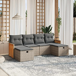 Maison Chic Ensemble Tables et chaises d'extérieur 6pcs avec coussins,Salon de jardin gris résine tressée -GKD346015