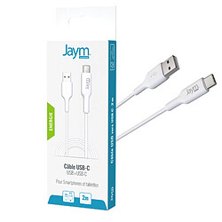 Jaym Câble de Charge et Synchronisation de donnée USB vers Type-C 2,4A 2M Blanc pas cher