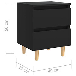 vidaXL Tables de chevet avec pieds en pin 2 pcs Noir 40x35x50 cm pas cher