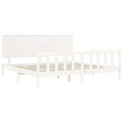 Maison Chic Cadre/structure de lit avec tête de lit pour adulte - Lit Moderne Chambre blanc Super King bois massif -MN85996 pas cher