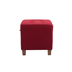 Decoshop26 Tabouret bas repose-pieds pouf capitonné en tissu rouge pieds en bois 45x46 cm 10_0000161