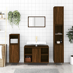 Maison Chic Armoire de bain,Meuble de rangement de salle de bain,Meuble haut chêne marron 30x30x100 cm bois d'ingénierie -GKD450132