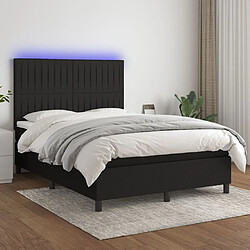 vidaXL Sommier à lattes de lit et matelas et LED Noir 140x190 cm Tissu 