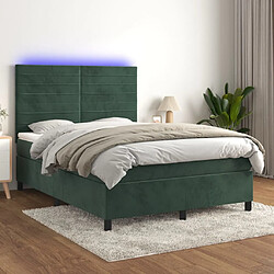 vidaXL Sommier à lattes de lit avec matelas LED Vert foncé 140x190 cm 