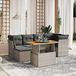 vidaXL Salon de jardin avec coussins 7 pcs gris résine tressée