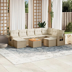 vidaXL Salon de jardin avec coussins 10 pcs beige résine tressée