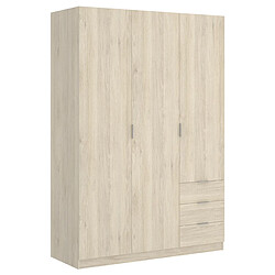 MIRAKEMUEBLE Armoire 3 portes et 3 tiroirs Essen Chêne naturel