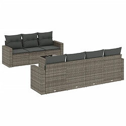 Maison Chic Salon de jardin 8 pcs avec coussins | Ensemble de Table et chaises | Mobilier d'Extérieur gris résine tressée -GKD94427