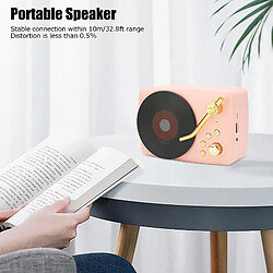 ComfortXL Haut-parleur bluetooth stéréo avec chargeur usb, design rétro tourne-disque, haut-parleur sans fil portable mini pour la maison, les fêtes et les voyages - rose pas cher