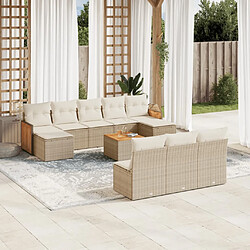 vidaXL Salon de jardin 11 pcs avec coussins beige résine tressée 