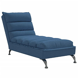 vidaXL Chaise longue avec coussins bleu tissu