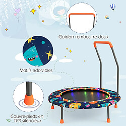 Helloshop26 Trampoline pour enfants diamètre 92 cm lumineux avec poignée amovible charge 25 kg pour sports de saut intérieur extérieur 20_0009616