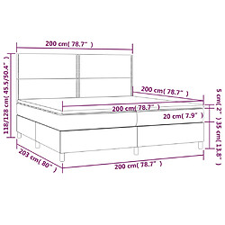 vidaXL Sommier à lattes de lit et matelas et LED Crème 200x200cm Tissu pas cher