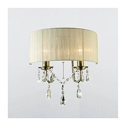 Luminaire Center Applique murale Olivia avec interrupteur avec Abat jour crème ivoire 2 Ampoules laiton antique/cristal