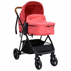 vidaXL Poussette pour bébé 3-en-1 Rouge et noir Acier