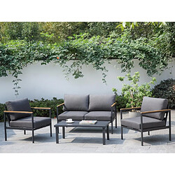 Vente-Unique Salon de jardin en aluminium : un canapé 2 places, deux fauteuils et une table basse - VAIRAO de MYLIA