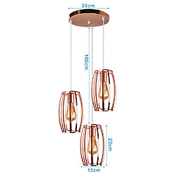 Stoex Suspensions Luminaires Industriel Luminaire 3 Cage forme Olive , Or rose Lustre Abat-jour en Style Nordique E27 Noir pour Décor Restaurant Salle Chambre pas cher