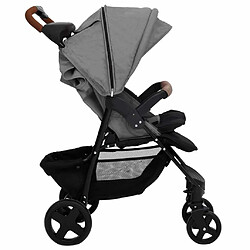 Acheter vidaXL Poussette pour bébé 2-en-1 Gris clair Acier