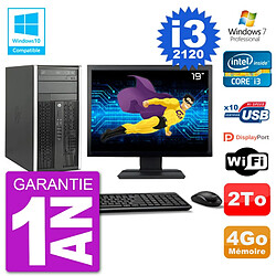 PC HP 6300 MT Ecran 19" Core i3-2120 RAM 4Go Disque 2To Graveur DVD Wifi W7 · Occasion 