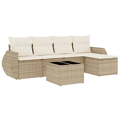 vidaXL Salon de jardin avec coussins 6 pcs beige résine tressée