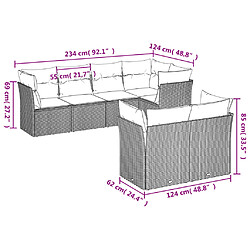 Acheter vidaXL Salon de jardin avec coussins 7 pcs gris résine tressée