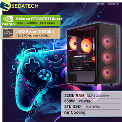 Sedatech PC Gamer • AMD Ryzen 9 5900X • RTX4070Ti Super • 32Go RAM • 2To SSD M.2 • sans OS