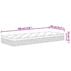 vidaXL Matelas à ressorts ensachés moyen plus 90x200 cm pas cher