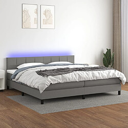 vidaXL Sommier à lattes de lit et matelas et LED Gris foncé 200x200 cm