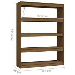 vidaXL Bibliothèque/Séparateur de pièce Marron miel 100x30x135,5cm Pin pas cher