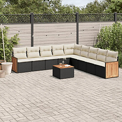 Maison Chic Salon de jardin 10 pcs avec coussins, Ensemble Tables et chaises d'extérieur noir résine tressée -GKD850324