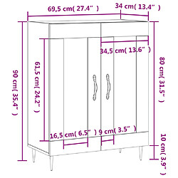 vidaXL Buffet chêne marron 69,5x34x90 cm bois d'ingénierie pas cher