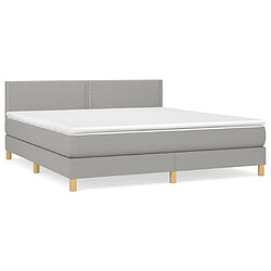 Maison Chic Structures de lit + matelas,Lit à sommier tapissier avec matelas Gris clair 160x200cm Tissu -MN25262