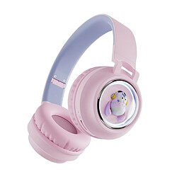 Yonis Casque Audio Bluetooth Enfant Pliable Bleu Casque Audio Enfant Bluetooth Pliable Autonomie 20h Design Ajustable Portable Pink YONIS