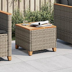 Maison Chic Table de jardin | Table d'extérieur gris 45x45x37 cm résine tressée et bois acacia -GKD62229