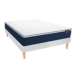 Vente-Unique Ensemble 120 x 190 cm sommier + matelas ressorts ensachés et surmatelas intégré ép.24cm - ALTIER de YSMÉE