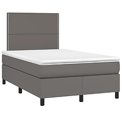 Avis Maison Chic Lit adulte- Lit + matelas + LED,Sommier à lattes de lit matelas LED gris 120x190 cm similicuir -GKD62648