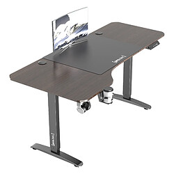 Bureau Oxnard à hauteur réglable 73 - 118 cm en forme de L effet noyer [pro.tec]