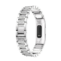 Avis Wewoo Bracelet pour montre connectée en acier inoxydable serti de diamants Fitbit Charge 3 argent