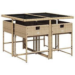 Avis Maison Chic Ensemble à manger d'extérieur 5 pcs avec coussins,Salon de jardin,Mobilier de jardin mélange beige rotin -GKD303972