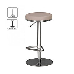 Mes Tabouret de bar rond réglable en hauteur 38x38x57/82 cm en PU taupe pas cher