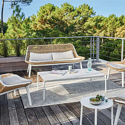 OCEO BY PROLOISIRS Table basse de jardin plateau céramique Ambiance blanc.