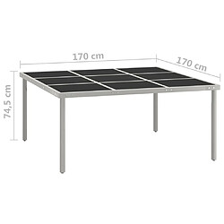 Acheter vidaXL Table de salle à manger de jardin 170x170x74,5cm Verre et acier