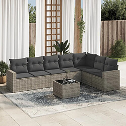 vidaXL Salon de jardin 8 pcs avec coussins gris résine tressée 